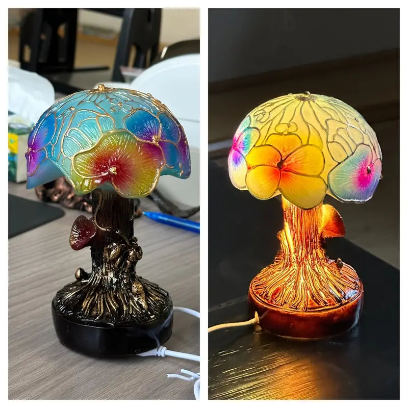 Lampa Boho Chic z Grzybem i Kwiatem