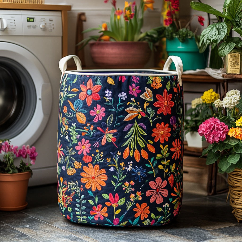 Wiklinowy Kosz na Pranie - Boho Patchwork