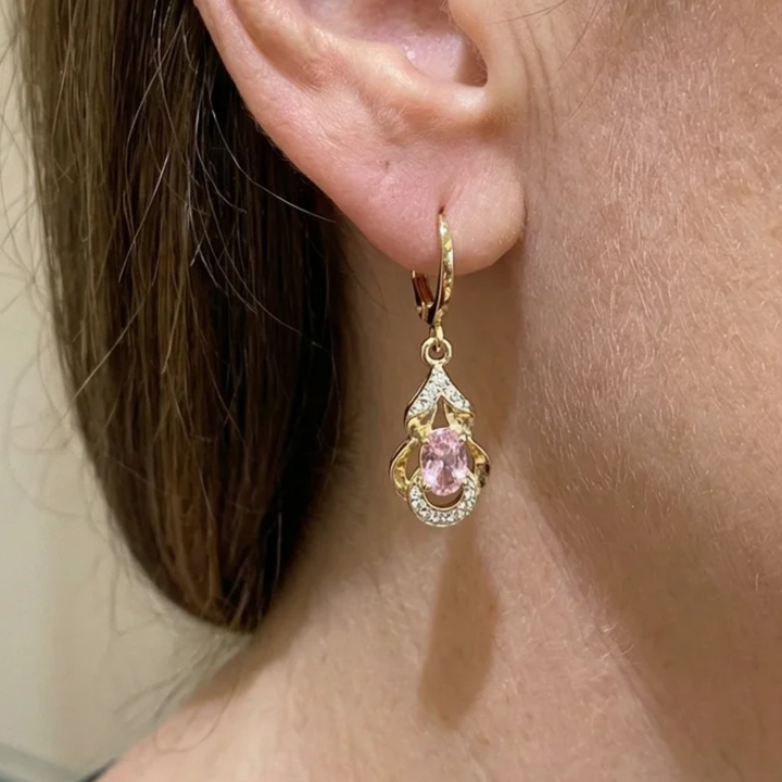 Kolczyki w kształcie kropli rosy w blasku księżyca | Różowe złoto