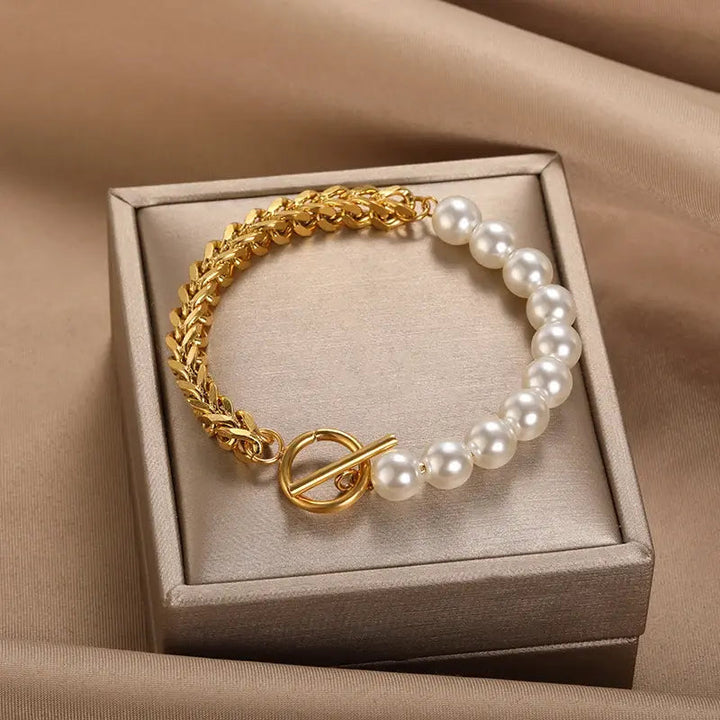 Elegancka bransoletka z stokrotkami | Złoto