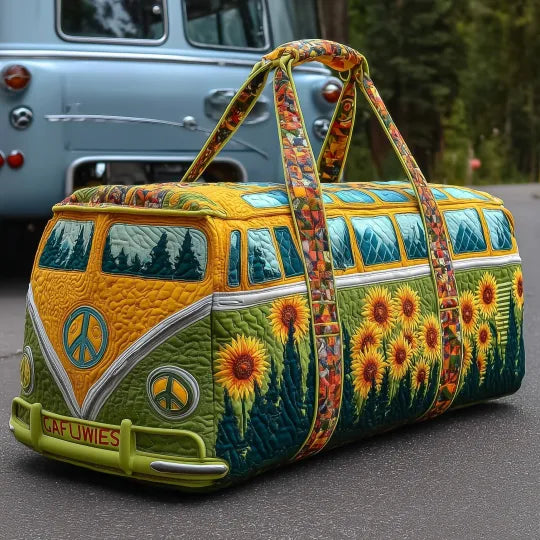 Pikowana torba podróżna - Hippie ze słonecznikiem