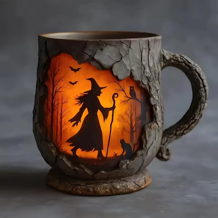 Kubek 3D Halloween - Czarodziej i kot