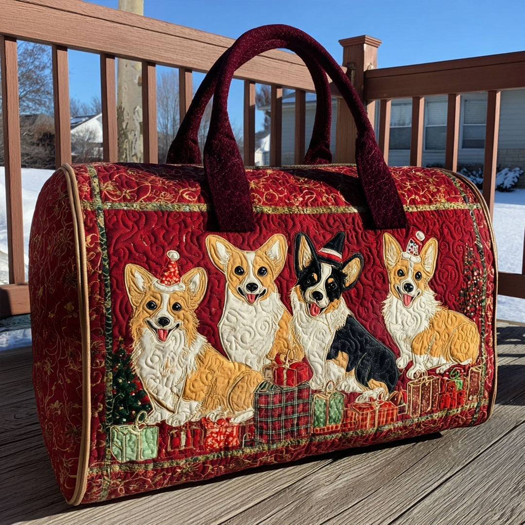 Wypchana torba podróżna - Świąteczny Corgi