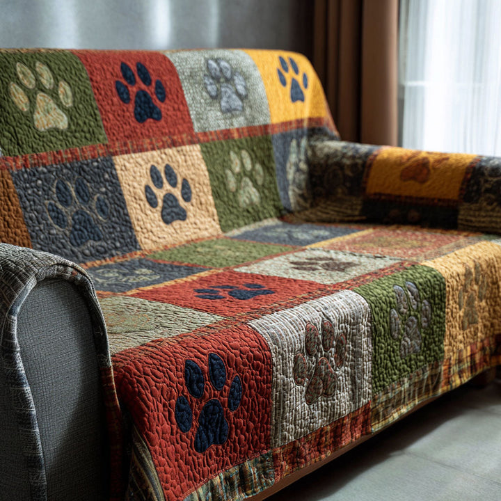 Chantal - Pikowana pokrywa na sofę w stylu patchwork z nóżkami