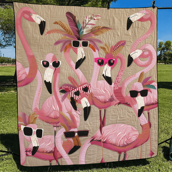 Carlijn - Pikowana kołdra Tropikalny Flamingo