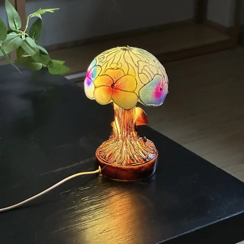 Lampa Boho Chic z Grzybem i Kwiatem